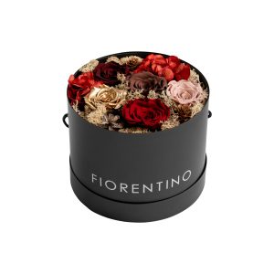 floral arrangement in round box