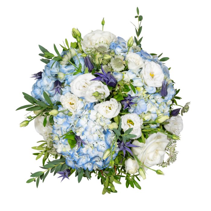 bouquet with blue flowers